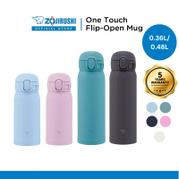ZOJIRUSHI 0.36L/0.48L S/S ONE TOUCH FLIP-OPEN MUG - SM-WS-36/48