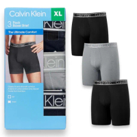 【Calvin Klein 凱文克萊】3件組 CK 天絲彈性透氣款 萊卡 男款 四角內褲(CK內褲 CK男生內褲)