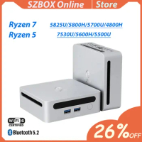 SZBOX mini pc AMD Ryzen 7 5825U 5800H 4800H 5700U 7530U ensures smooth and efficient performance for gaming or multitasking