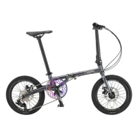 16 inch foldable bicycle with 9-speed variable speed disc brake, chrome molybdenum steel ultra lightweight portable bicycles