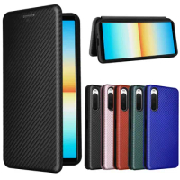 For Sony Xperia 1 5 10 IV V VI Case Luxury Flip Carbon Fiber Skin Magnetic Adsorption Case For Sony 1IV 5IV 10IV Phone Bag