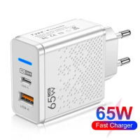 65W GAN Charger USB PD33W Type C Charger Mobile Phone Charger Fast Charging Wall Charger Adapter For iPhone 14 13 Xiaomi Samsung