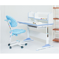 AS DESIGN雅司家具-艾維兒童可調式升降藍色書架+書桌(不含椅)-120x60x56~81(兩色可選)