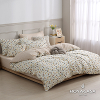 HOYACASA 100%精梳棉單人兩用被三件式床包組-海棠花憶(天絲入棉30%)