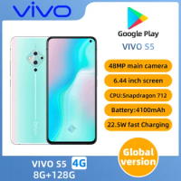 Vivo S5 4G LTE Mobile Phone Android 9.0 Snapdragon 712 6.44" Super Amoled 8G RAM 128G ROM 48MP Fingerprint Face I used phone