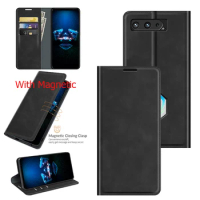 Magnetic Adsorption PU Leather Case For Asus Rog Phone 5S 5 Pro Retro Wallet Business Protective Cover With Stand