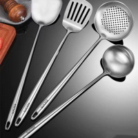 304 Stainless Steel Wok Spatula Metal Kitchen Accessories Slotted Turner Rice Spoon Ladle Cooking Tools Utensil Set Dropshipping