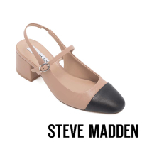 STEVE MADDEN-EDYTHE 拼接繞踝粗跟前包涼鞋-杏粉色