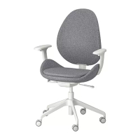 HATTEFJÄLL 辦公扶手椅, 電腦椅, gunnared 灰色/白色