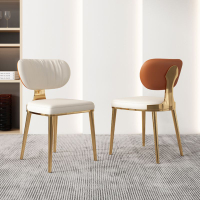 意式餐椅 家用 簡約現代高端靠背餐廳椅北歐極簡設計師真皮椅子