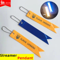 Wholesale 100pcs Blue Yellow Ukraine Flag Color Streamer Reflective Keychains Slava Ukraini Bag Pend