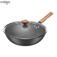 Chinese Wok Home Uncoated Wok Multi-layer Composite Woks Round Bottom Not Easy To Stick Wok Cooking Pot Cast Iron Cookware Pot