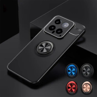 For Xiaomi 14 5G Case Xiaomi 12 13 14 Pro 5G Cover Metal Ring Stand Matte TPU Case Shockproof Phone Back Cover For Xiaomi 14