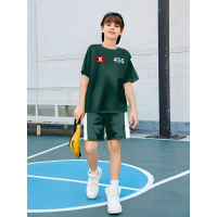 Kids Squid Game Inspired 456 2-Piece Outfit, Dark Green T-Shirt & Shorts, Sporty Cosplay Style for B