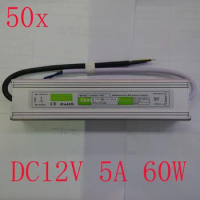 FREE DHL/CDEK,50pcs/lot DC12V 5A LED power driver for 12V LED light,Input 110V~260V,60W IP67 waterproof power supply D-9632