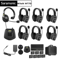 Saramonic Witalk WT7D Full Duplex Wireless Intercom Headset System Team Communication Headsets Microphone for Film Stage Sports