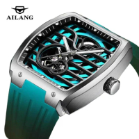 AILANG Fashion Skeleton Design Mechanical Watch for Men Silicone Waterproof Luminous Automatic Mens Watches Top Brand Luxury