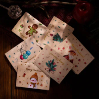 Merry Christmas Santa Claus Exquisite Greeting Cards With Kraft Paper Envelope Blessing Message Gift Sticker Festivals Card
