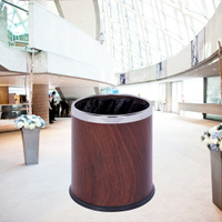 【企隆 圍欄 飯店用品】 資源回收 清潔 整理 垃圾桶 清潔箱 C45S-14 紅桃木紋色圓形雙層桶