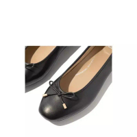 FITFLOP DELICATO BOW SOFT LEATHEAR BALLET FLATS BLACK HX8-001