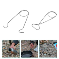 2 Pcs Cup Hook Stainless Steel Hangers Fish Lip Gripper Bottle Rack Mouth Spreaders Camping Pot Outdoor Cooker Multi-functional