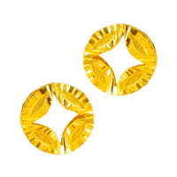 【金品坊】黃金耳環閃耀古錢耳針 0.24錢±0.03(純金999.9、純金耳環、純金耳針)