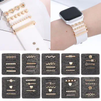 Metal Diamond Bracelet For Apple Watch Band Wristbelt Charms Watch Band Ornament Decorative Ring For Smart Watch Band