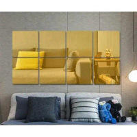 Dekorasi Rumah Fender Wall Sticker Dekorasi Dinding 3D Model Square Mirror 9 PCS - Q353 - Golden Vir