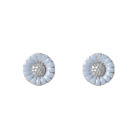 Georg Jensen 喬治傑生- DAISY 紫羅蘭琺瑯 鑽石鑲嵌0.10克拉 針式耳環