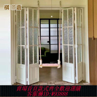 折疊拉門 法式復古門折疊門廚房門陽臺門奶油風隔斷門移門鋁合金長虹玻璃門