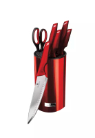 Berlinger Haus 7 Pcs Non-Stick Knife Set with Steel Stand / Chef Knife / Bread Knife / Slicer Knife 