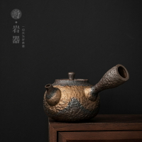 日式粗陶茶壺家用功夫茶具泡茶壺陶瓷帶過濾仿柴燒單壺仿古側把壺