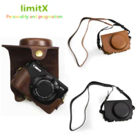 Retro PU Leather Camera Bag Hard Case Half Body Cover for Canon Powershot G7 X G7X Mark II III 2 3 ( G7XII G7XIII ) G7X2 G7X3