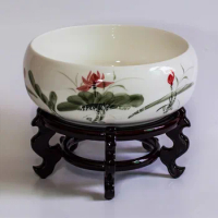 Stylish Vase Base Decorative Porcelain St Round Wood Bracket for Blue White Porcelain Vase Traditional Chinese Vase Holder