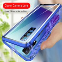 Double Sided Magnetic Phone Case For VIVO Y78 Y77 Y76 Y75 Y72 5G Cover Cases Camera Lens Front and Back Glass Cover