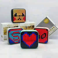 Square led creative Bluetooth speaker wireless subwoofer bluetooth speaker tweeter lovely color lamp new gift mini pixel sound
