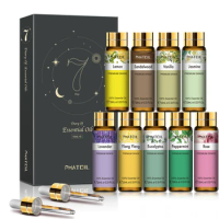 9pcs 10ml Rose Lavender Jasmine Eucalyptus Vanilla Mint Ylang Ylang Diffuser Aroma Oil Pure Natural Essential Oils Gift Set Kit