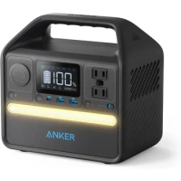 Anker 521 Portable Power Station Upgraded with LiFePO4 Battery, 256Wh 6-Port PowerHouse, 300W (Peak 600W) Solar Generator
