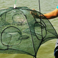 美麗大街【108052748】自動折疊傘型漁網漁具 (6孔)