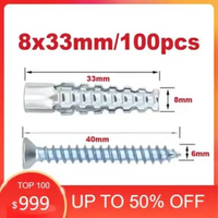 Angkur Baut Pengait Insert M6 M8 100pcs Sekrup Skrup Tembok Batu Dinding Kayu Beton Wall Anchorserra