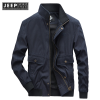 Uy · Jeep Spirit 1941 estd jaket lelaki Windproof berdiri kolar jaket hangat satu warna mudah fesyen kasual Jacket3/29