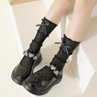 2431 Kaos Kaki Panjang Anak Remaja Ruffle Pita - Summer Socks Breathable Cute Girly Korean Children'