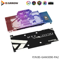 Barrow 3090 3080 GPU Water Block for GALAX/GAINWARD RTX 3090/3080, Full Cover 5v ARGB GPU Cooler with backplane, BS-GAM3090-PA2