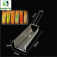 Fried Long French Fries Baskets Stainless Steel Potato Chips frying Rack Strainer Fryer kitchen Colander Holders Tools