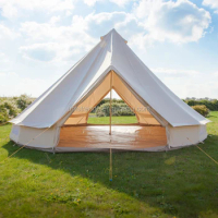 Bell Tent 6m luxury outdoor canvas bell Teepee tent for sale Family Canvas Bell Yurt Tent with double door