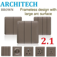 STOP KONTAK / SAKLAR / SAKELAR LAMPU ARCHITECH INFINITY A63 Brown NEW