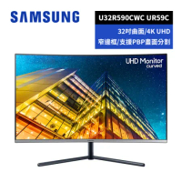 抽耳機 SAMSUNG 32吋 4K UHD 曲面顯示器 U32R590CWC 電腦螢幕
