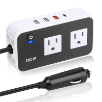 Bộ chuyển đổi nguồn điện ô tô công suất 200W, đầu ra AC 110V, dùng cho xe chạy bằng pin DC 12V