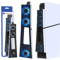 Cooling Fan for PS5 Slim Console Quiet Cooling Station Fans System with LED Lights USB 3.0 Cooler Fan for Playstation 5 Slim