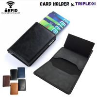 Card Holder PU Leather Cover Metal Case Smart Wallet RFID Blocking Dompet Kartu Akses Protektif Hita